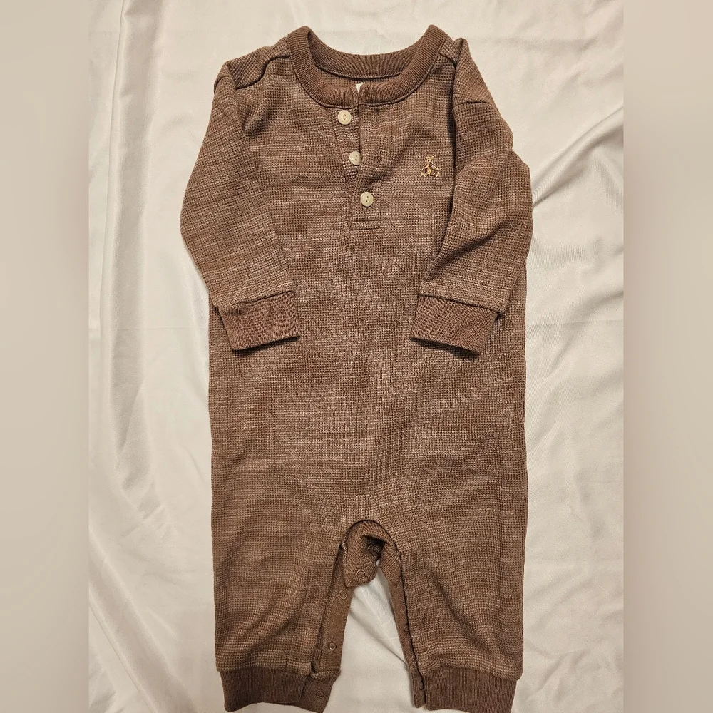 Baby Gap Waffle Footless One Piece- Brown- 6-12 Month